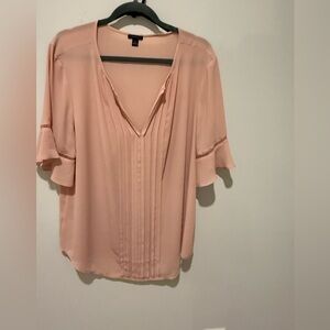 Ann Taylor Blush Pink V-Neck Blouse